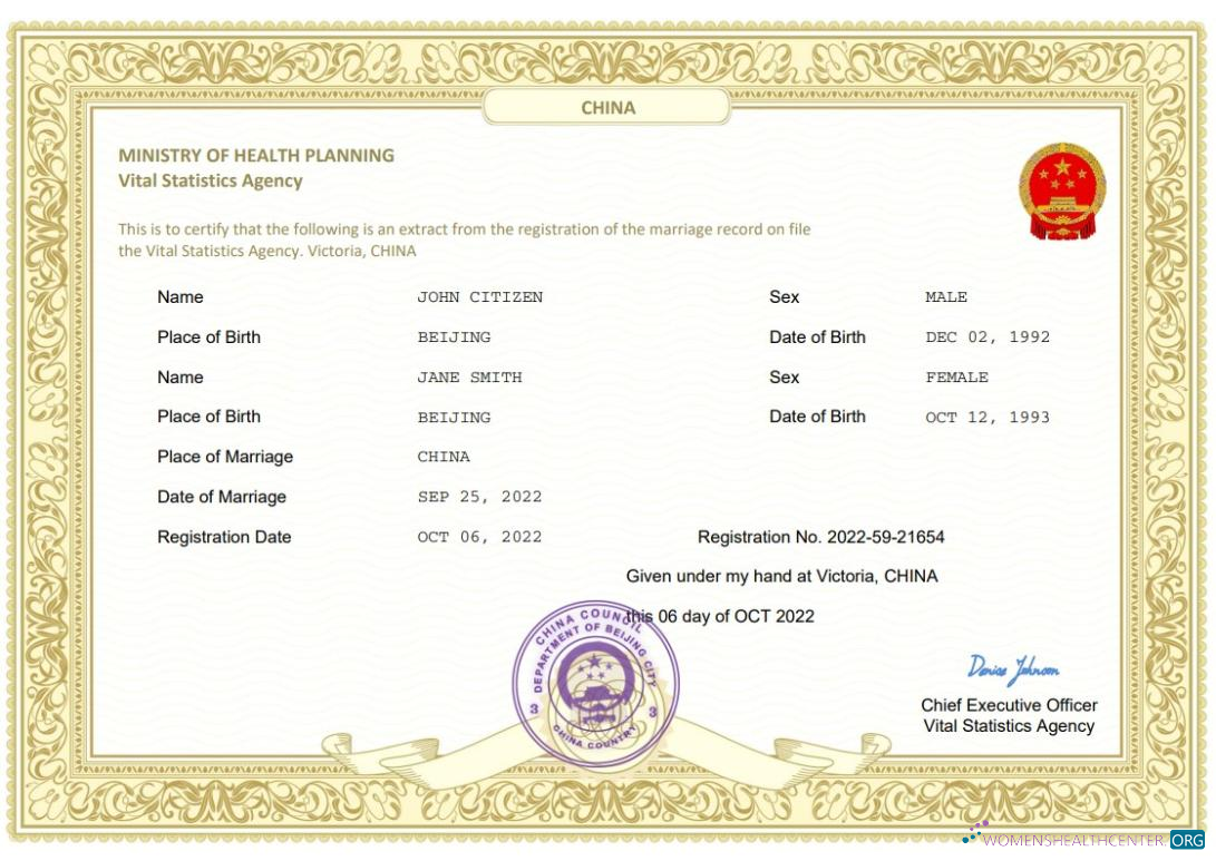 Download China marriage certificate Word and PDF template Photoshop template